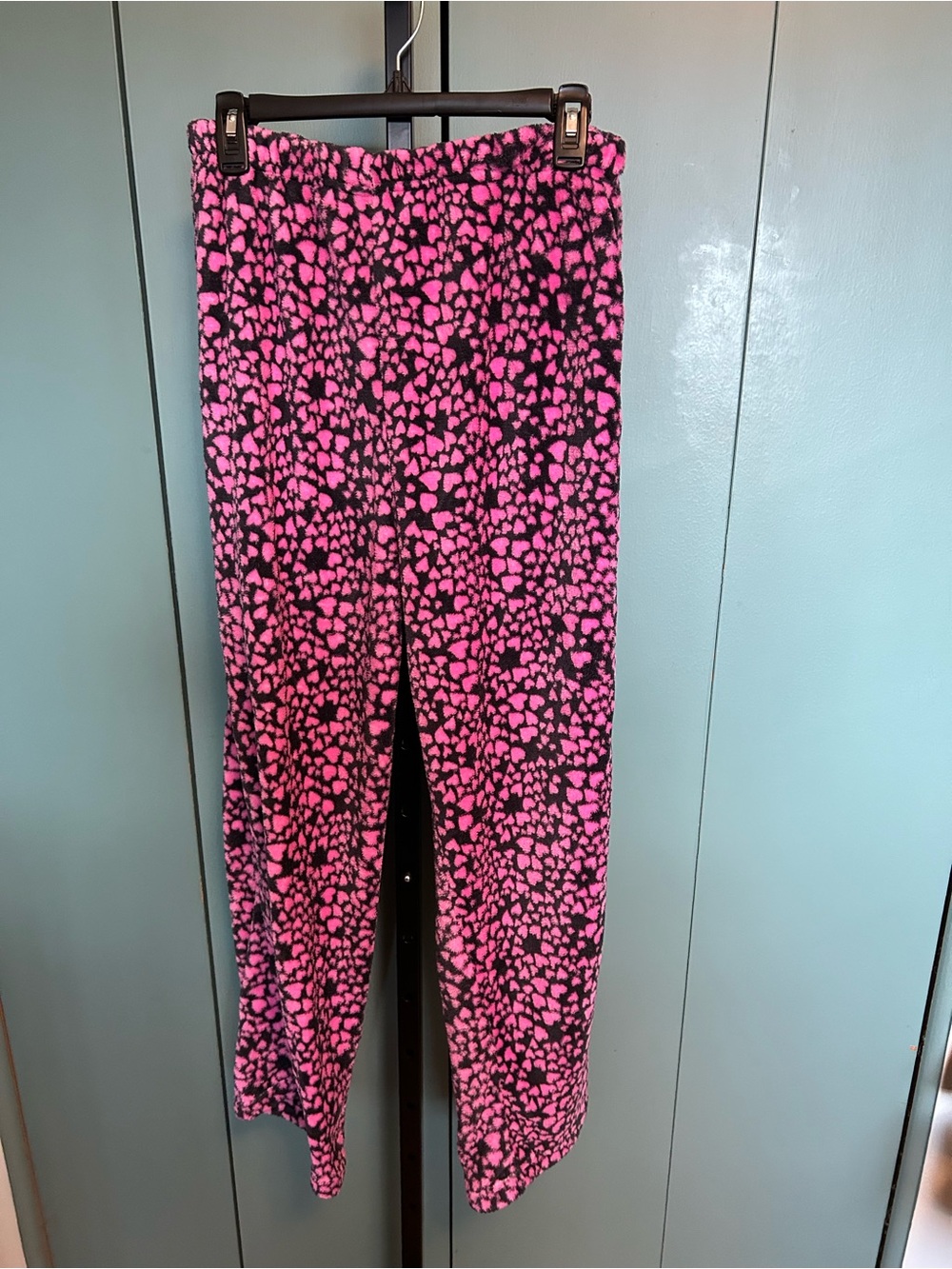 Homco Pink and Black Heart Fleece Lounge Pants
